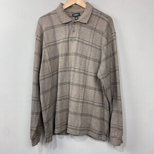 Van Heusen Long Sleeve Polo Shirt Sz XL Plaid Grandpa Y2K Normcore Heritage Prep